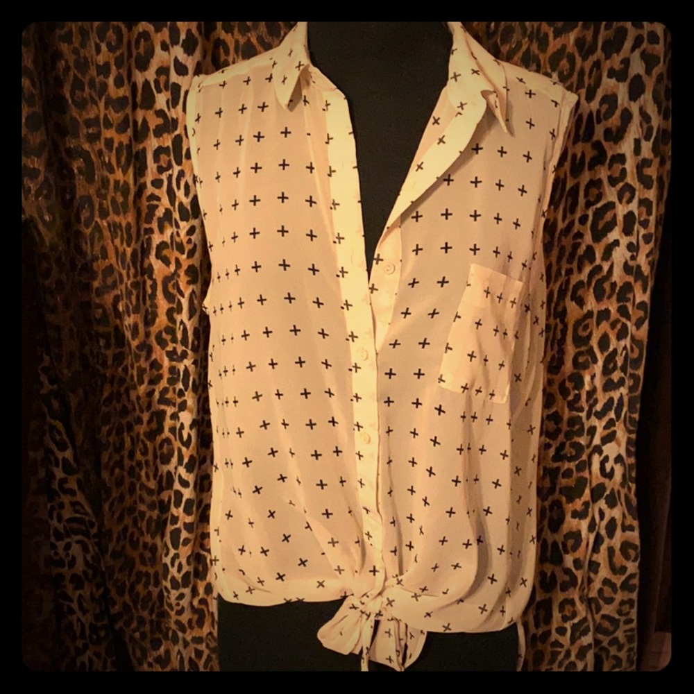 Button down hi low blouse